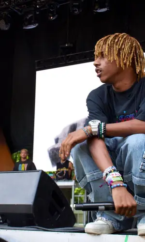 Midwxst wearing Balenciaga jeans