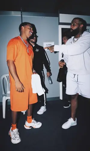 Myke Towers wearing Balenciaga sock