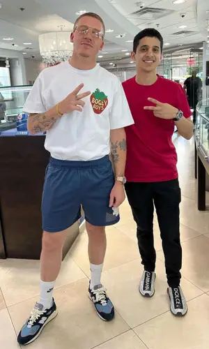 Macklemore wearing Nike sock