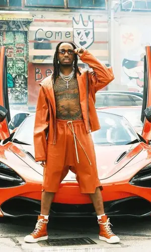 Quavo wearing Rick Owens shorts