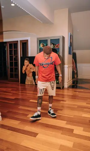 Devin Haney wearing Saint Michael sock