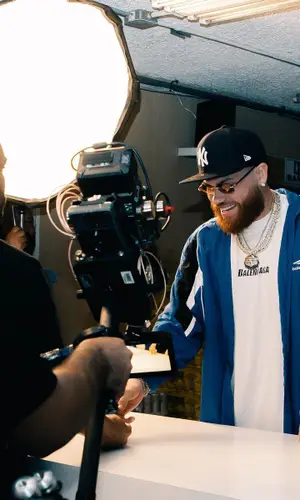 Miky Woodz wearing Balenciaga t-shirt