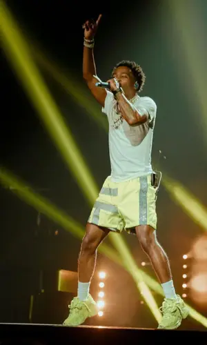 Roddy Ricch wearing Gallery Dept. shorts