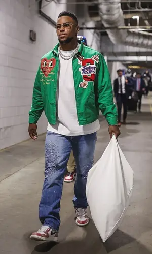 Saquon Barkley wearing Kapital jeans
