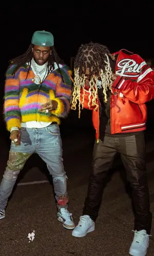 Lil Gnar wearing Pelle Pelle jacket