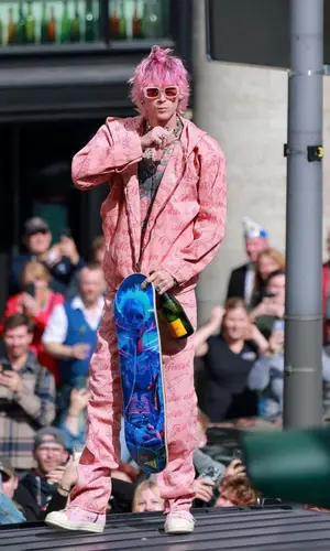 Machine Gun Kelly wearing Des Pierrot hoody
