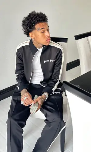 Jay Furr wearing Palm Angels jacket