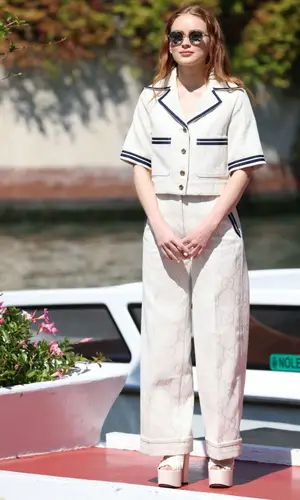 Sadie Sink wearing Gucci pants