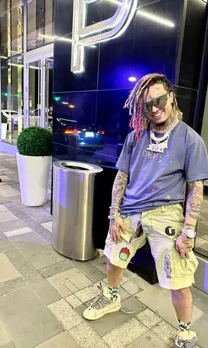 Lil Pump wearing Gallery Dept. shorts