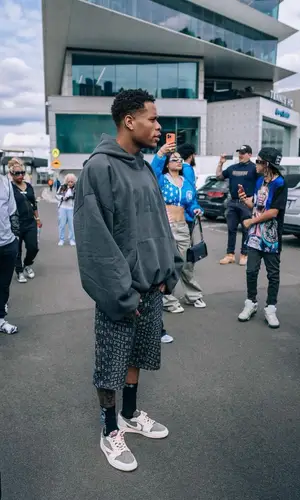 Devin Haney wearing Chrome Hearts sock