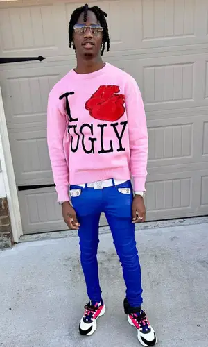 Yung Mal wearing Louis Vuitton belt
