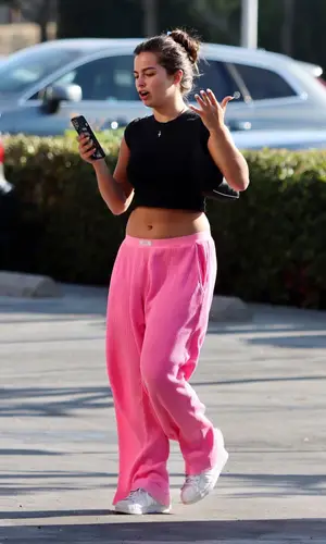 Addison Rae wearing ERL pants