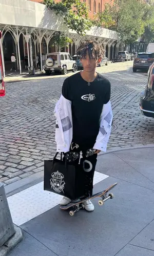 Jaden Smith wearing MSFTSrep bag