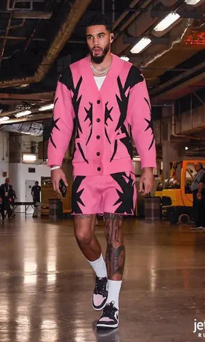 Jayson Tatum wearing Keiser Clark sweatshirt