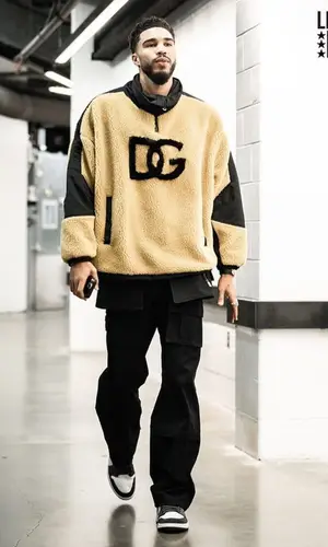 Jayson Tatum wearing Dolce & Gabbana sweatshirt