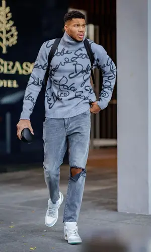 Giannis Antetokounmpo wearing Dolce & Gabbana sweater