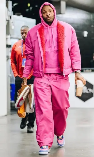 PJ Tucker wearing Valentino sweatshirt