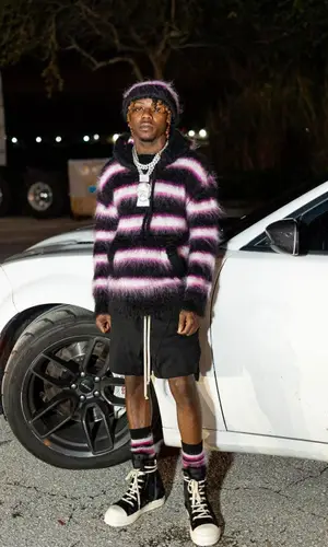 Jackboy wearing Rick Owens shorts