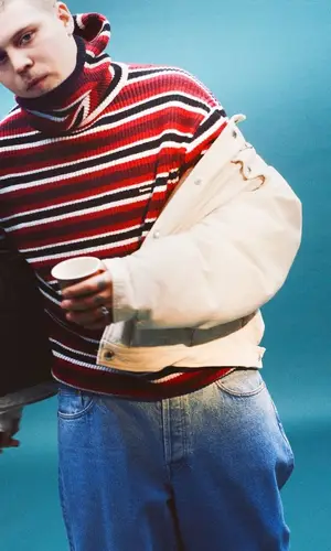 Yung Lean wearing Supreme jacket