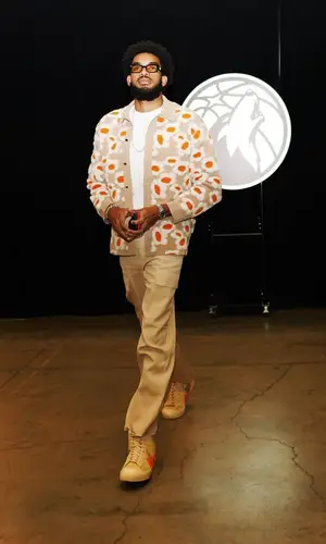 Karl Anthony Towns wearing Jacquemus pants