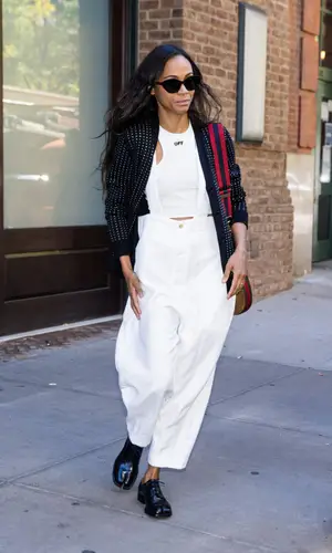 Zoe Saldana wearing Off-White top