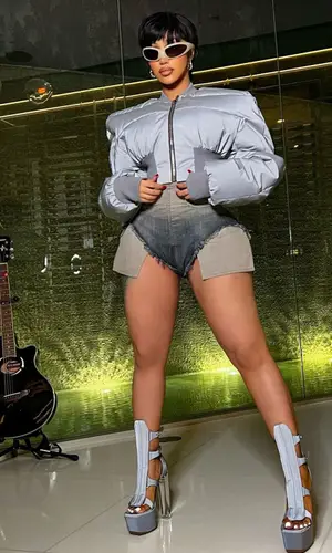 Cardi B wearing Rick Owens jacket