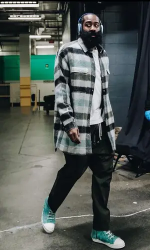 James Harden wearing Rick Owens shirt