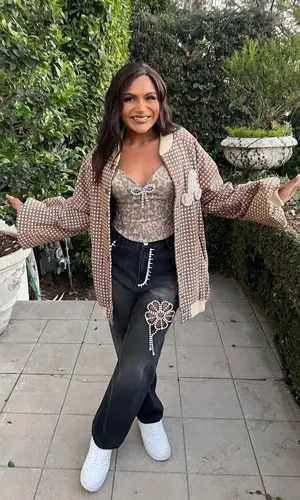 Mindy Kaling wearing Area pants