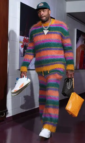 PJ Tucker wearing Marni pants