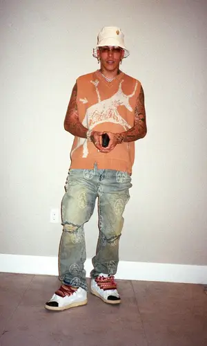 Sfera Ebbasta wearing Untitled Artworks sweater