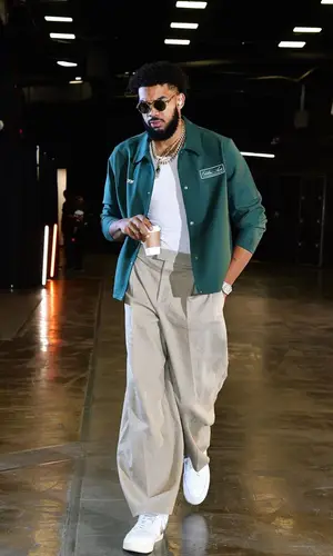 Karl Anthony Towns wearing Kith jacket