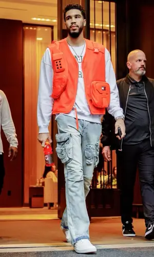 Jayson Tatum wearing Tommy Hilfiger jacket