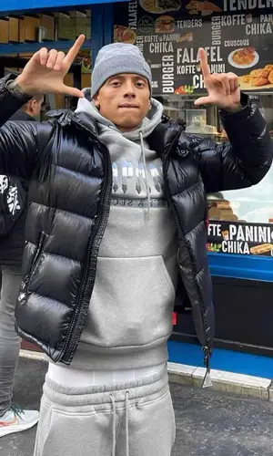 Central Cee wearing Moncler jacket
