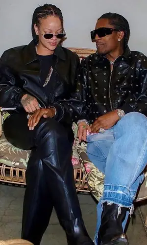 Rihanna wearing Celine jacket
