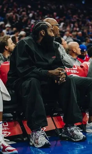 James Harden wearing Balenciaga shirt