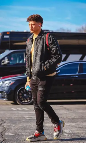 Patrick Mahomes II wearing Amiri jeans