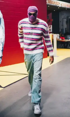 Karl Anthony Towns wearing Balenciaga pants