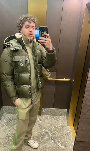 Jack Harlow’s Outfit in Moncler Jacket, New Balance Sneakers & Bottega Veneta (2022)