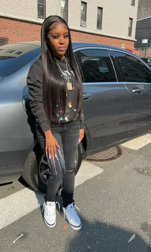 Shani Boni wearing Amiri jeans
