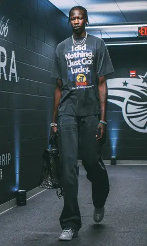 Bol Bol wearing Vetements t-shirt
