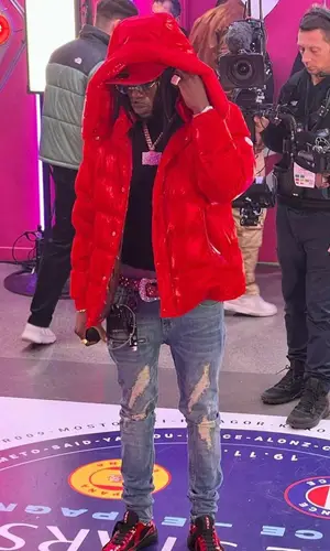 Gazo’s Outfit in Moncler Jacket, B.B. Simon Belt & Cartier Eyewear (2022)