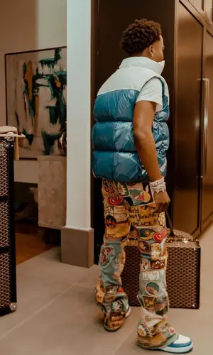 Roddy Ricch wearing Kapital jeans