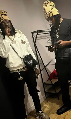 Gazo wearing Gucci belt