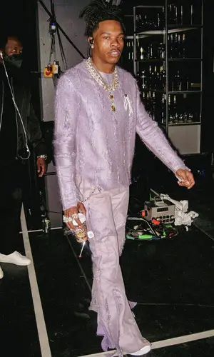 Lil Baby wearing Mokoo trousers