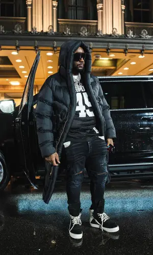 Peezy wearing Rick Owens eyewear