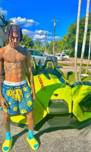 NLE Choppa wearing PSD shorts