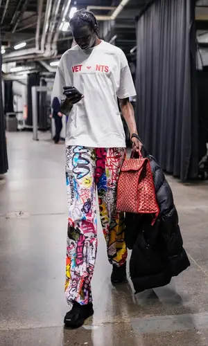 Bol Bol wearing Vetements t-shirt