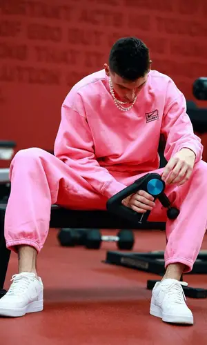 Tyler Herro wearing Nike sweatshirt