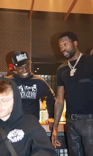 Meek Mill wearing Bottega Veneta belt