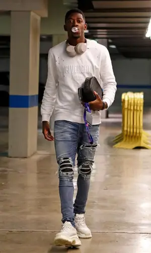 Ousmane Dembele wearing Balenciaga sneakers
